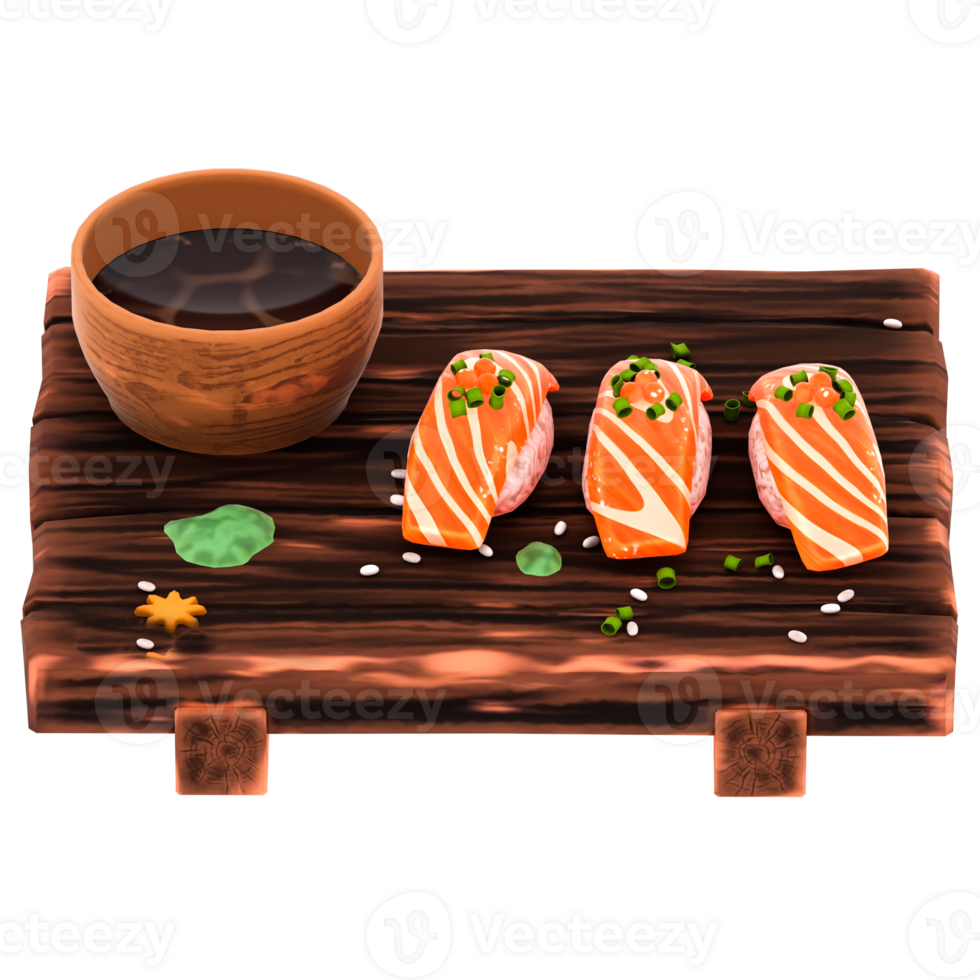 3d render sushi platter with transparent background png