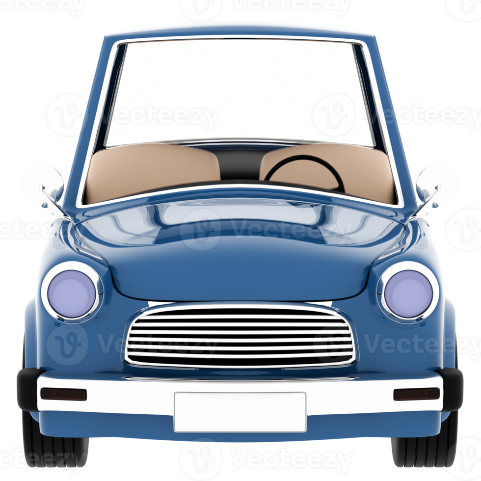 3d render vintage blue car with transparent background png