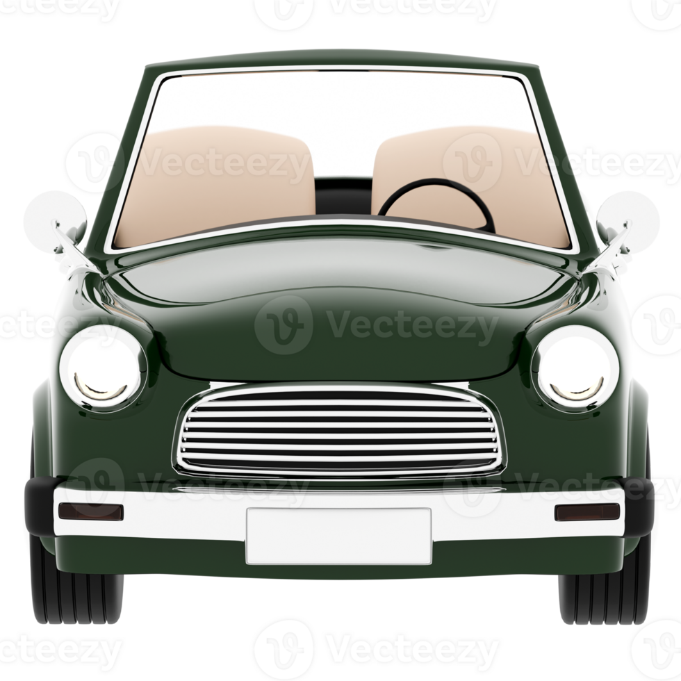 3d render green vintage convertible car with transparent background png