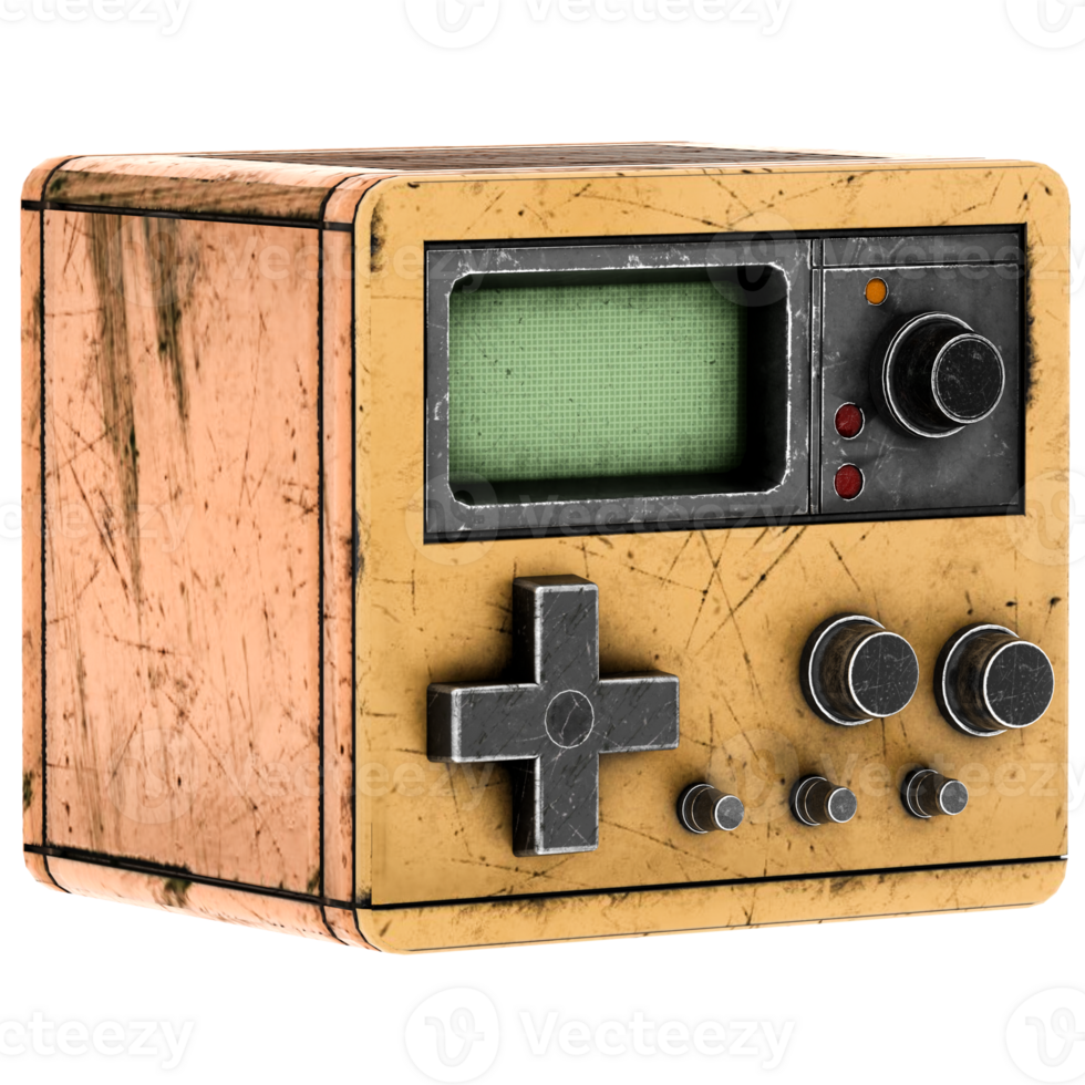 Retro handheld console with transparent background png