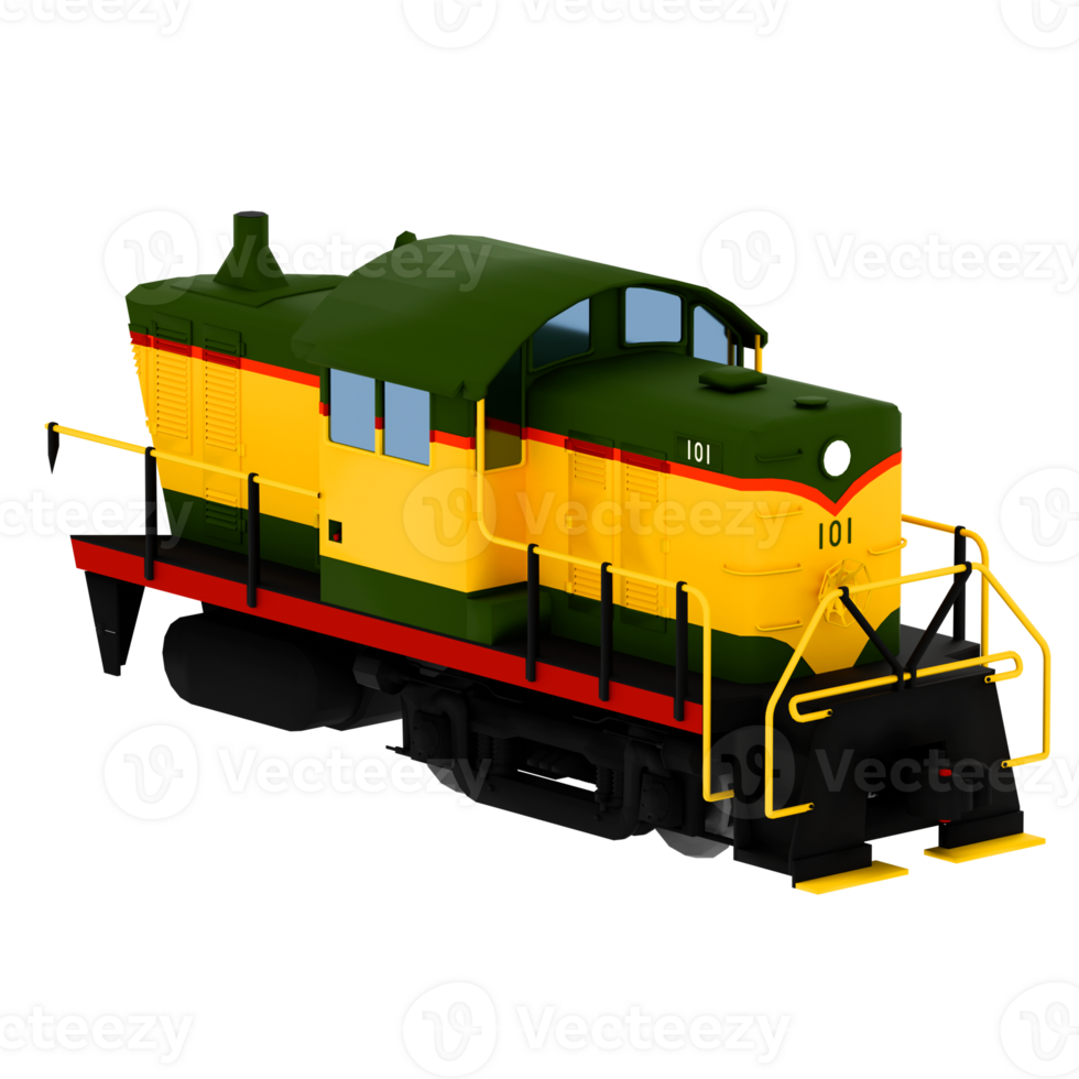 3d render train locomotive with transparent background png