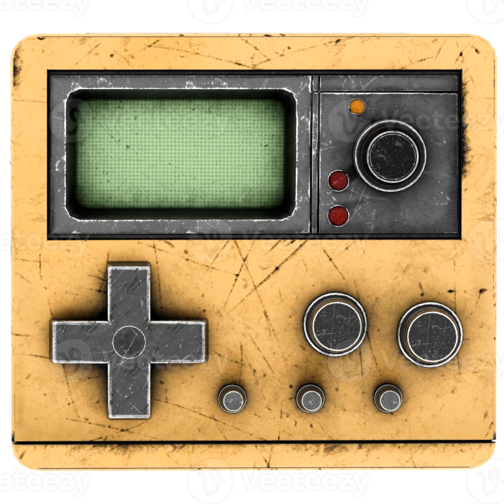 3d render retro handheld console with transparent background png