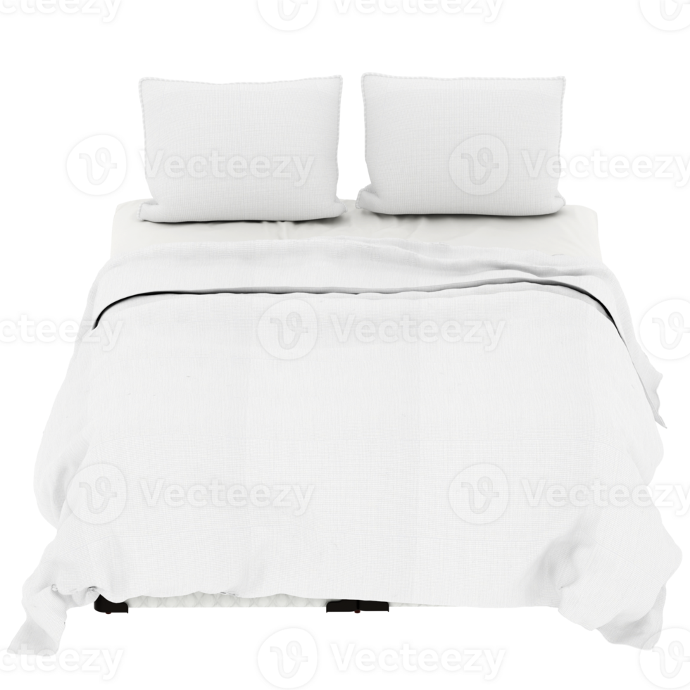 3d render white double bed with transparent background png