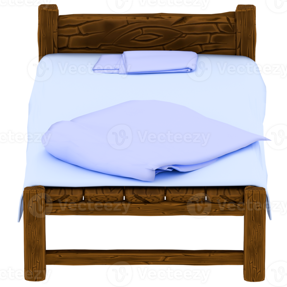 3d render log wooden bed with transparent background png