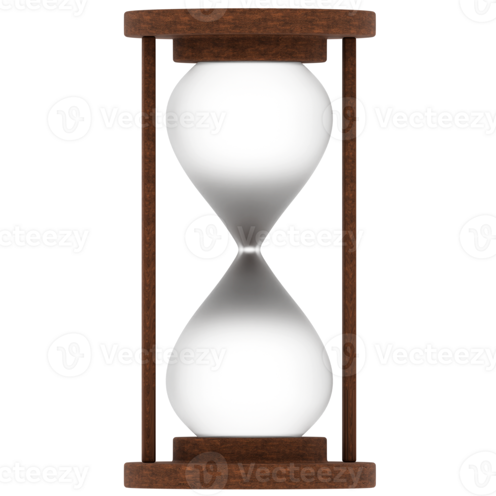 3d render hourglass wooden frame with transparent background png