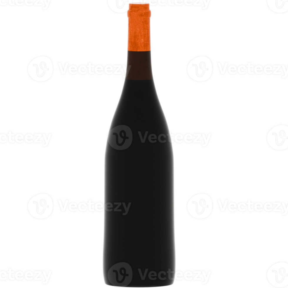 Black wine bottle with transparent background png