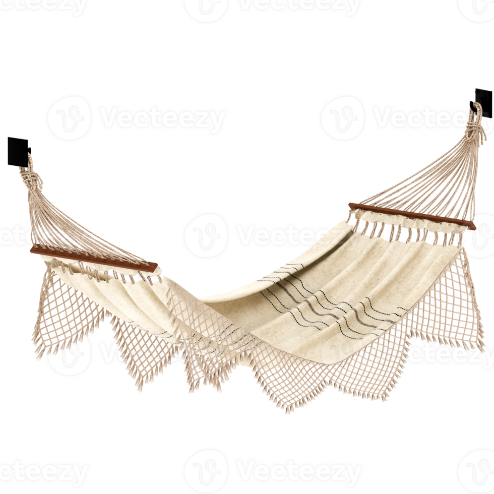 3d render beige hammock with transparent background png