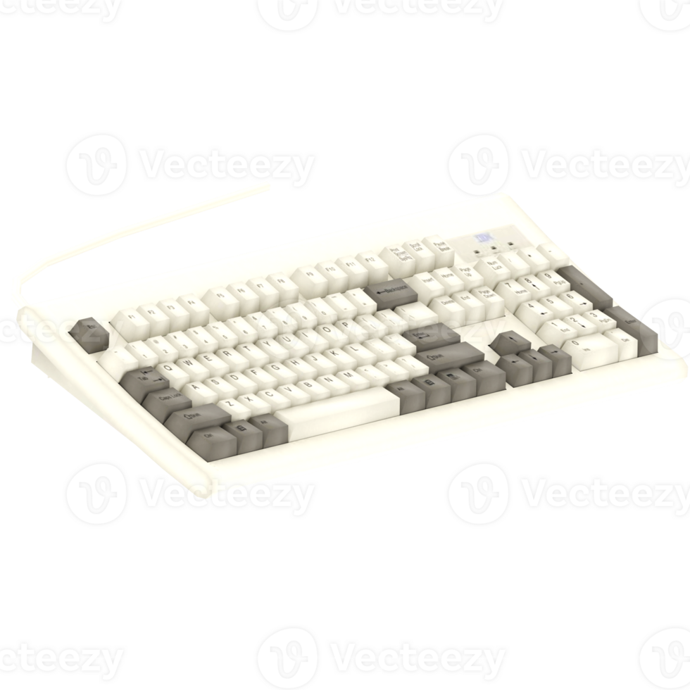 Vintage mechanical keyboard with transparent background png