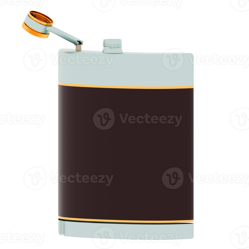 3d render metal flask with transparent background png