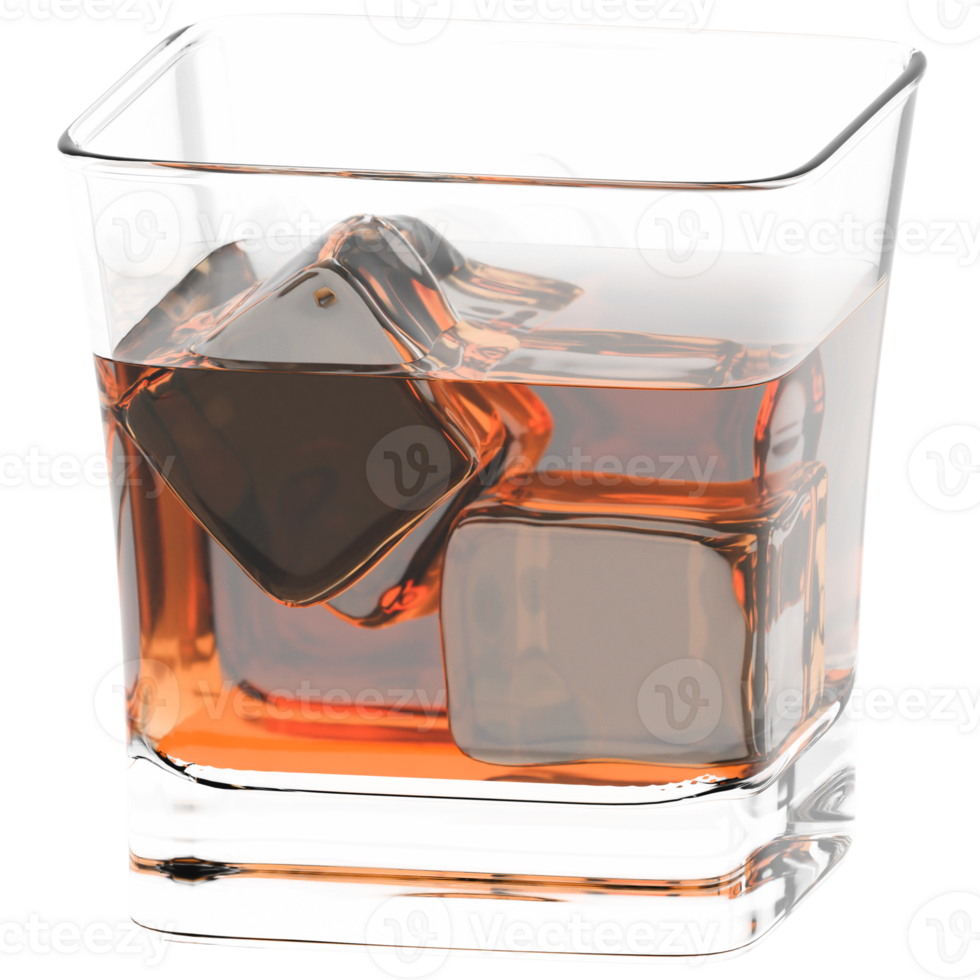 Whiskey glass with transparent background png