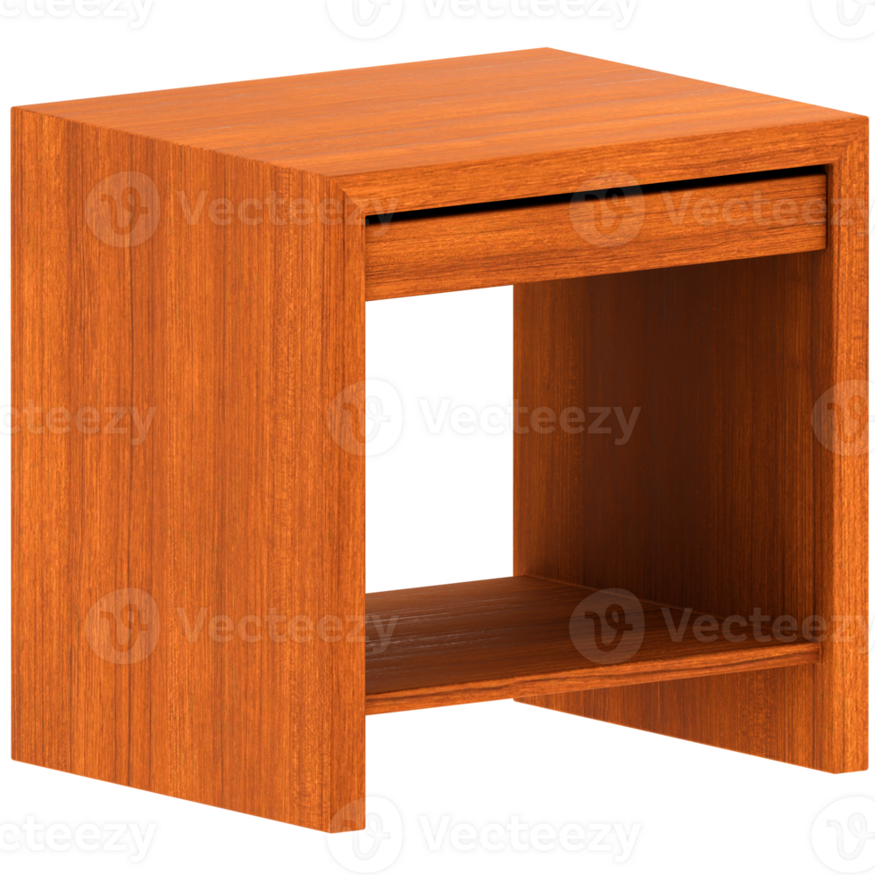 3d render wooden bedside table with transparent background png