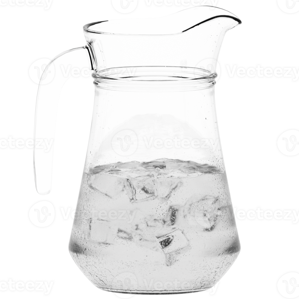 3d render glass pitcher ice with transparent background png
