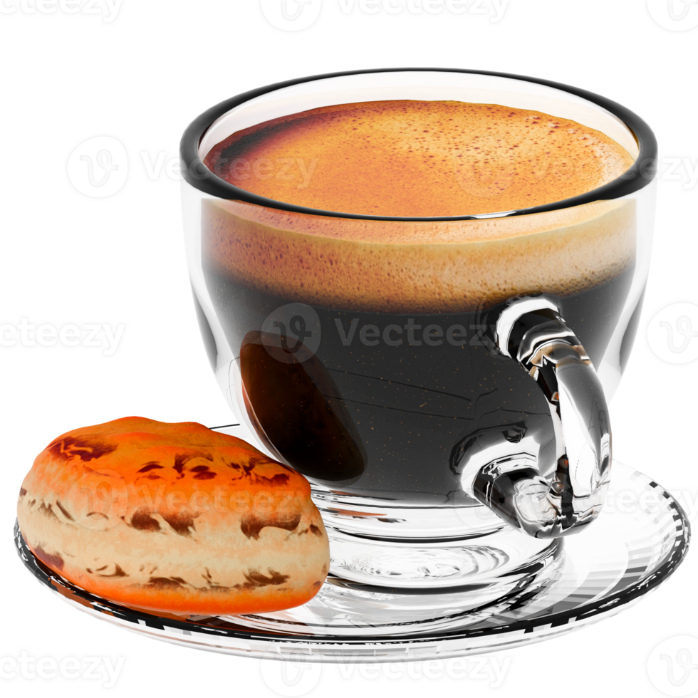 3d render espresso cup biscuit with transparent background png