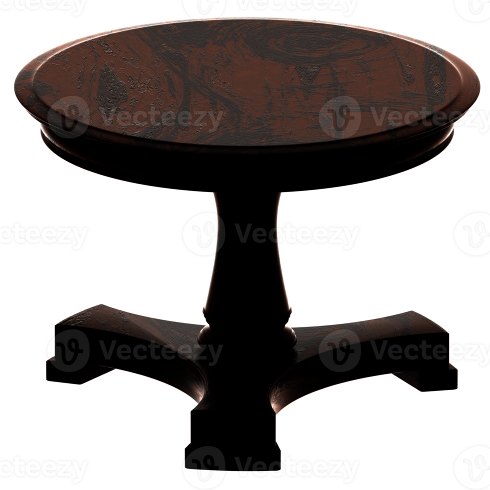 3d render table wooden round classic with transparent background png