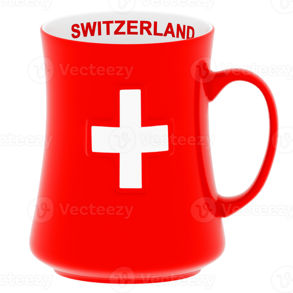 3d render red mug switzerland with transparent background png
