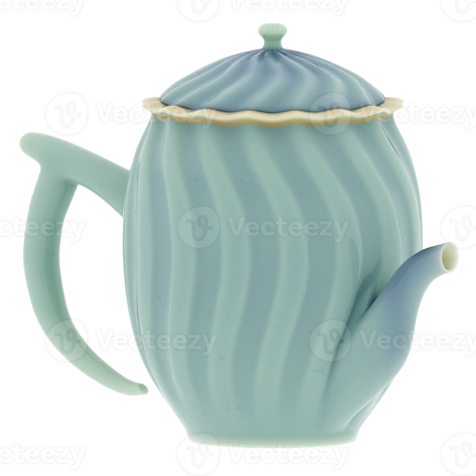 3d render teapot ceramic lid swirl with transparent background png