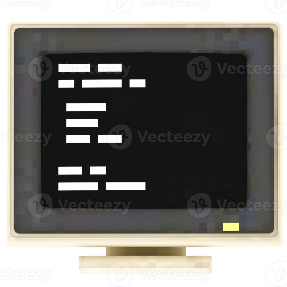 Retro computer monitor with transparent background png