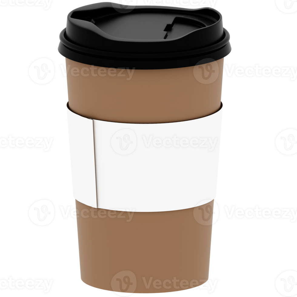 3d render brown coffee cup with transparent background png