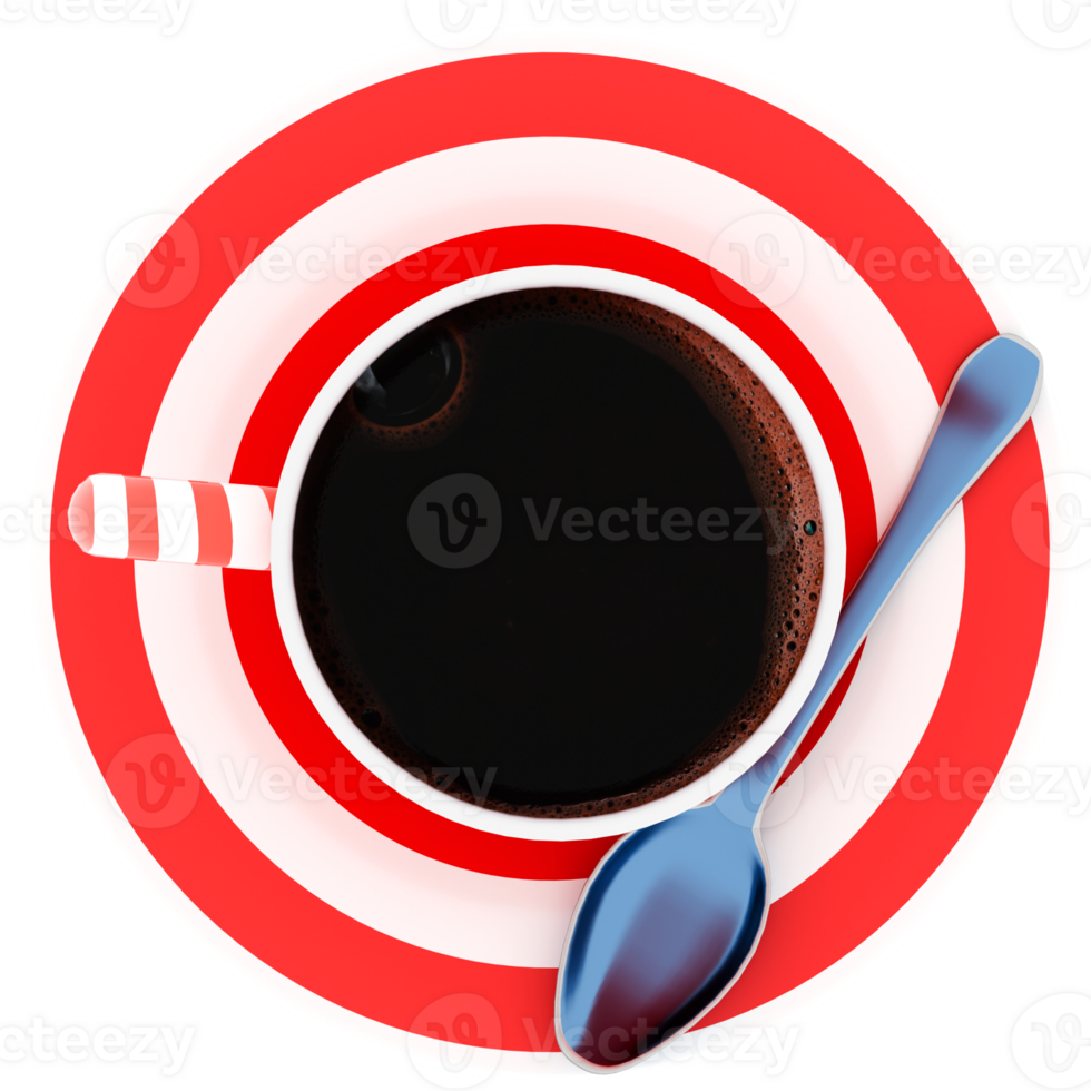 3d render red coffee cup with transparent background png