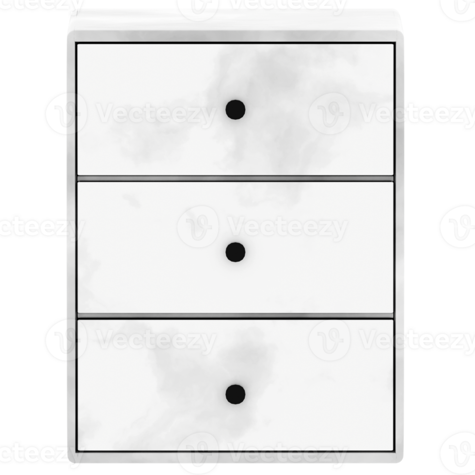 3d render marble drawers with transparent background png