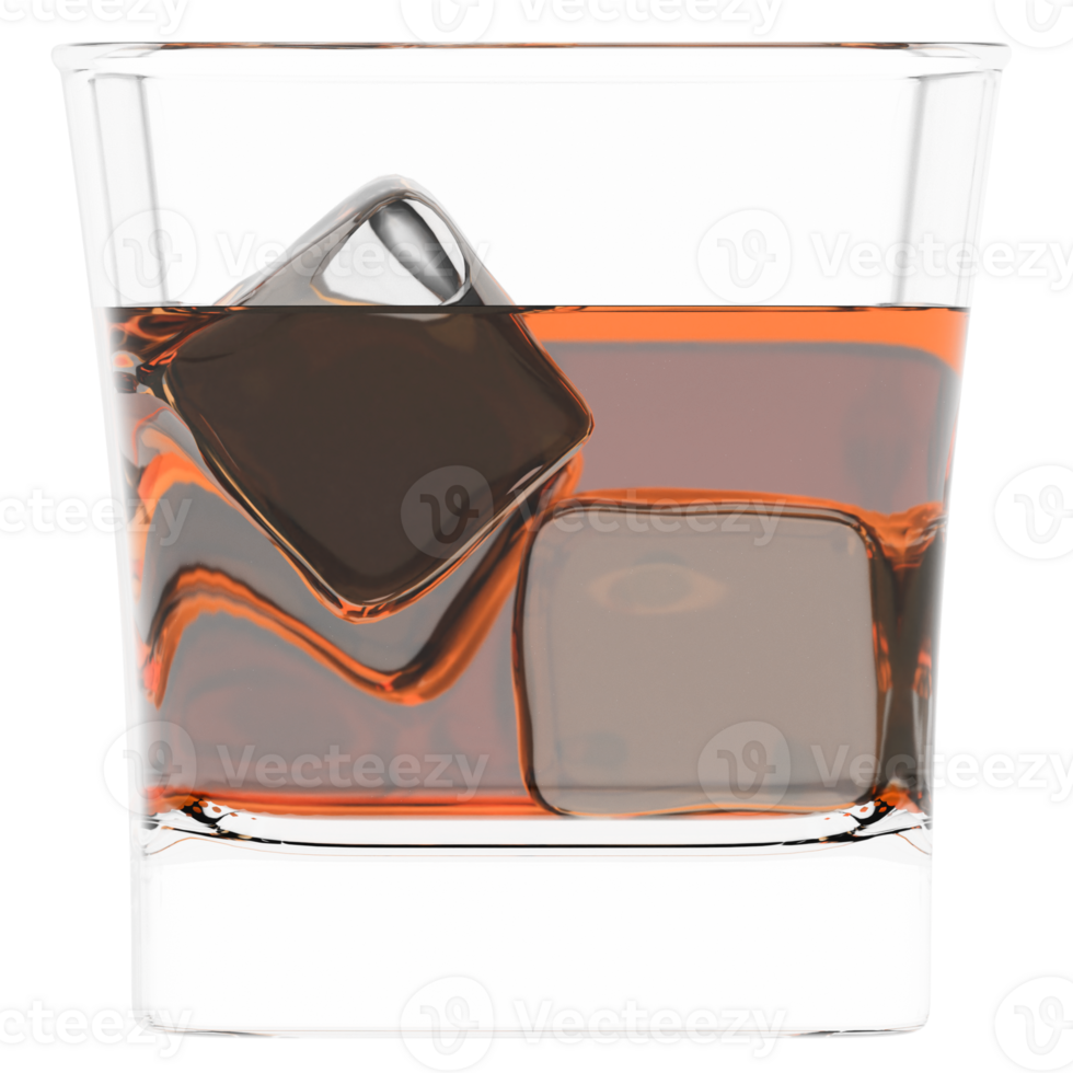 3d render whiskey glass with transparent background png