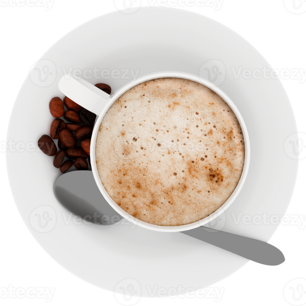 3d render cappuccino coffee cup with transparent background png