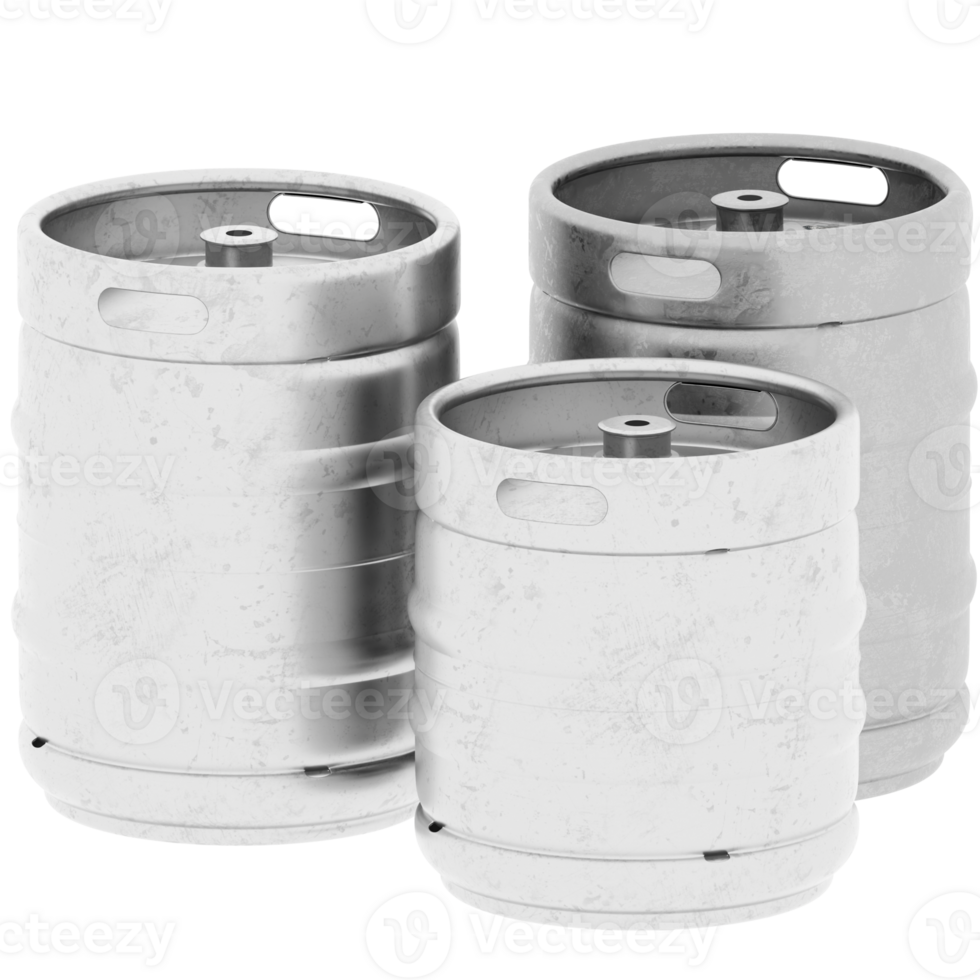Metal beer keg with transparent background png