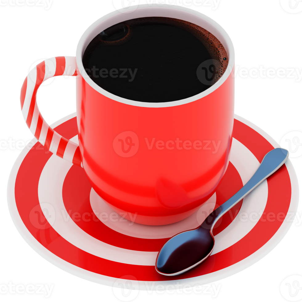 Red coffee cup with transparent background png