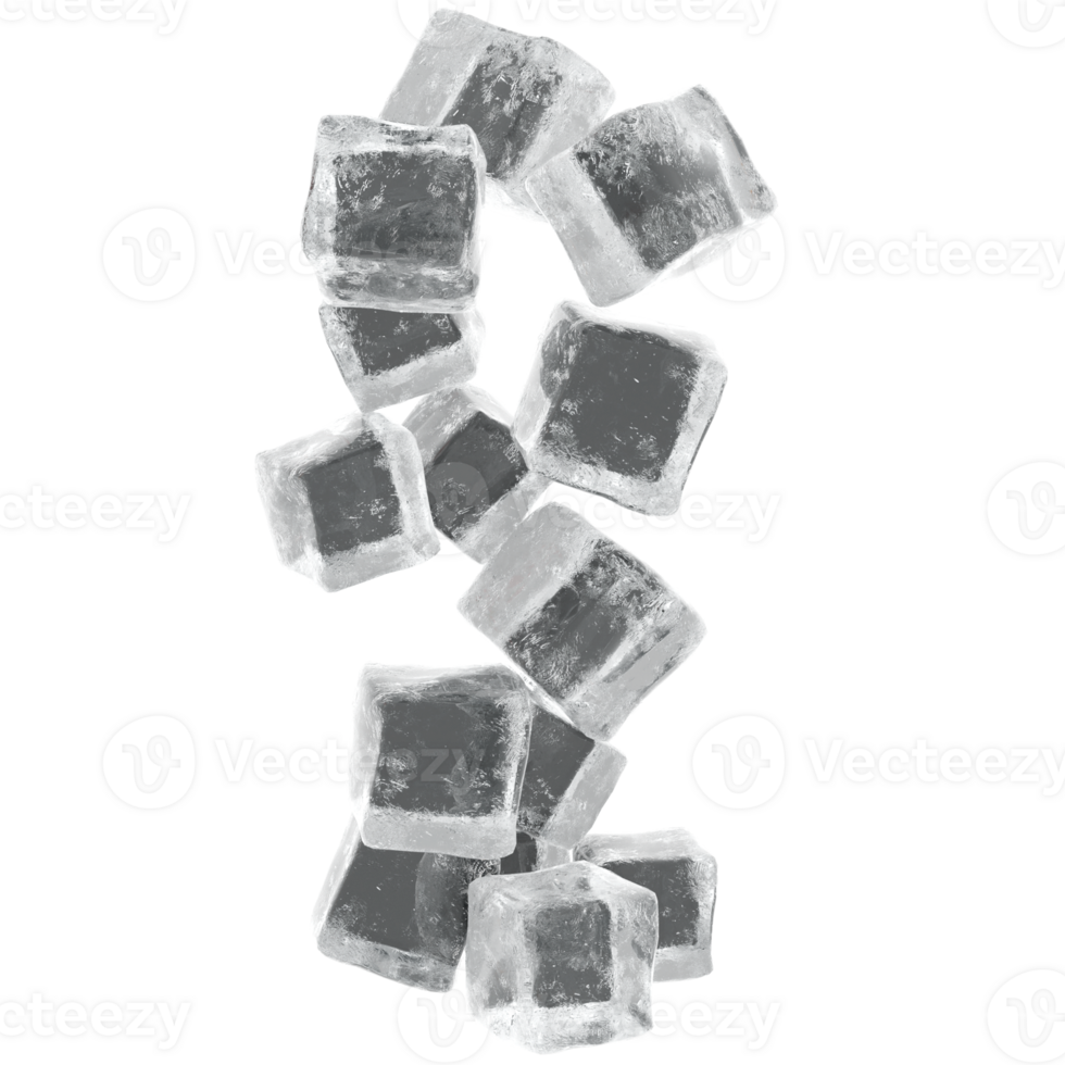 3d render ice cubes frozen with transparent wallpaper png