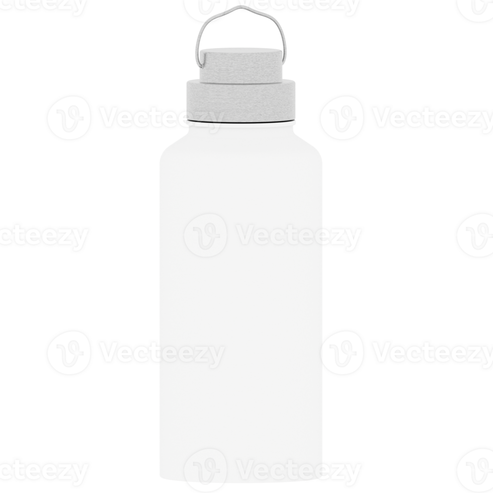 3d render white water bottle with transparent background png