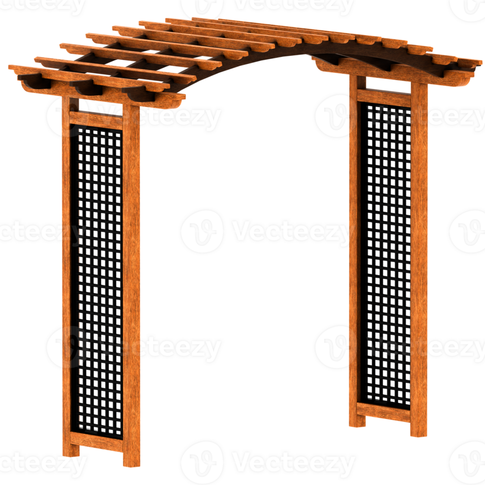 Wooden archway with transparent background png
