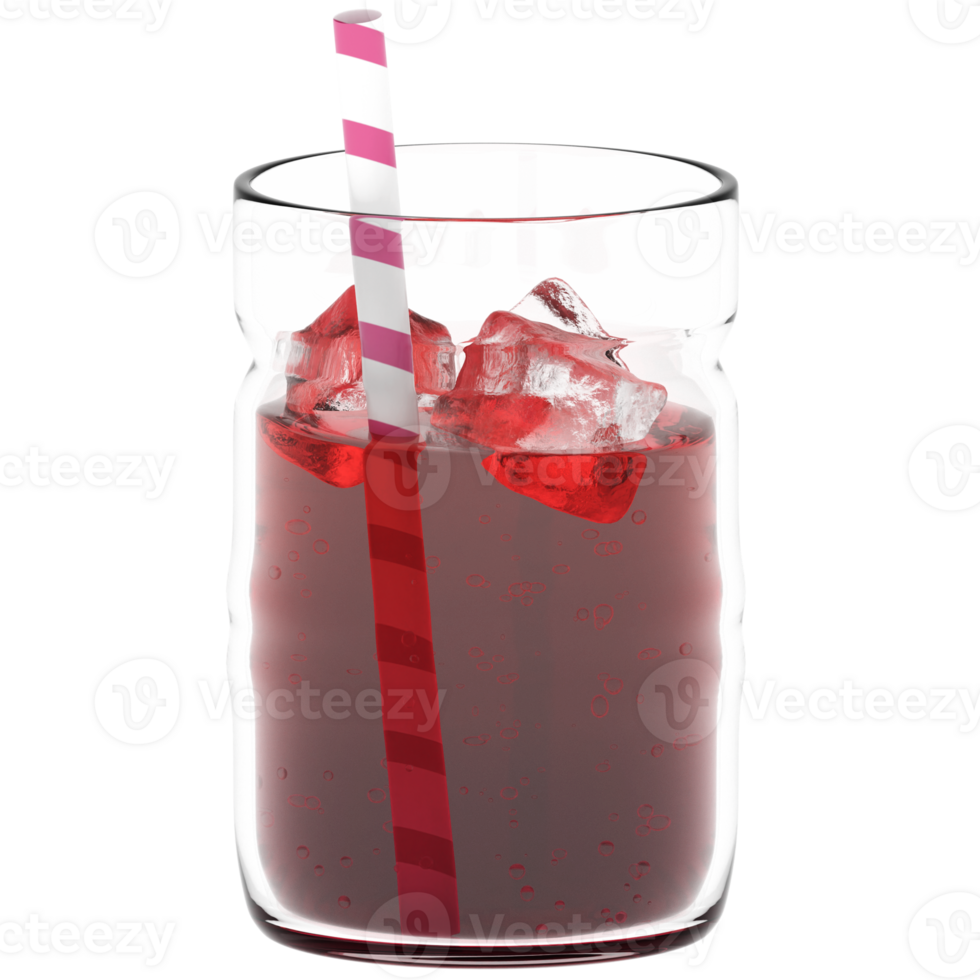 3d render glass drink straw with transparent background png