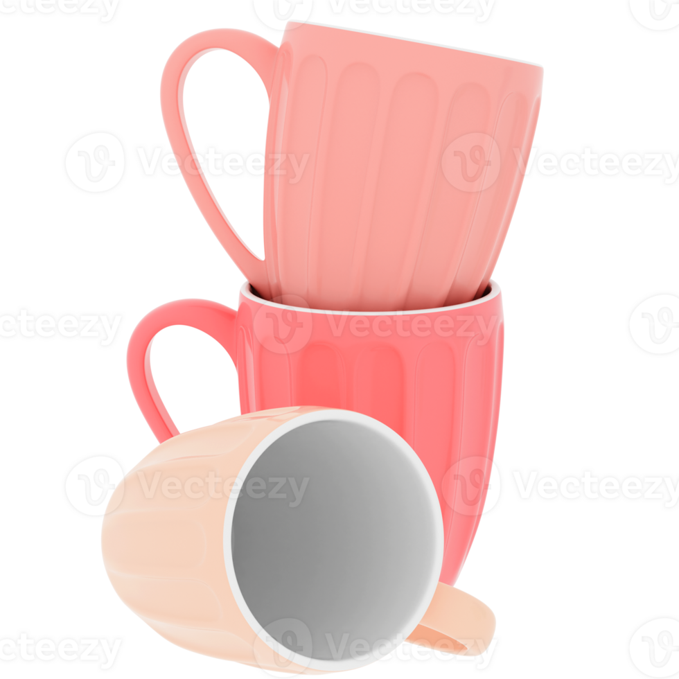 Pastel ceramic mugs with transparent background png