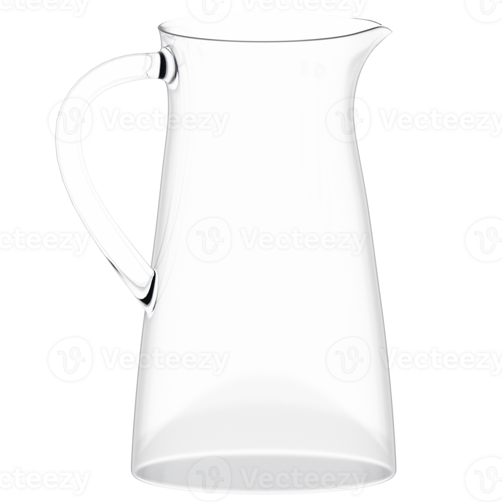 3d render glass pitcher with transparent background png