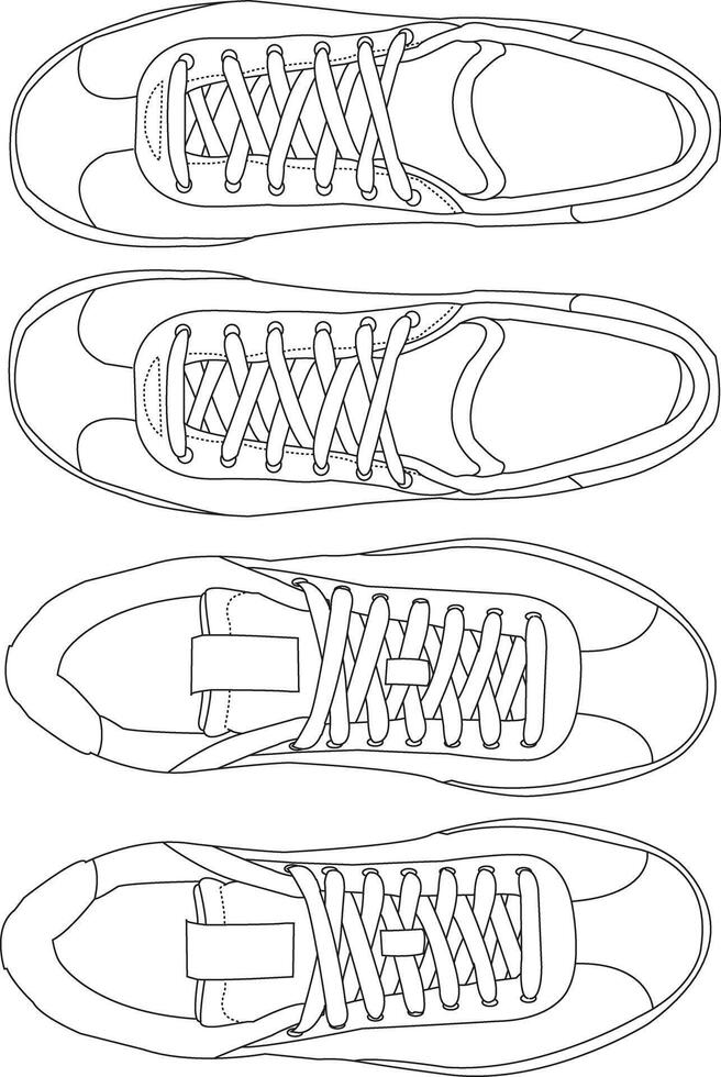 Set of shoes icon isolated Running shoes hand draw icon, sneakers in different styles, Flat Silhouette Shoes or Sneakers Icon Set Isolated vector