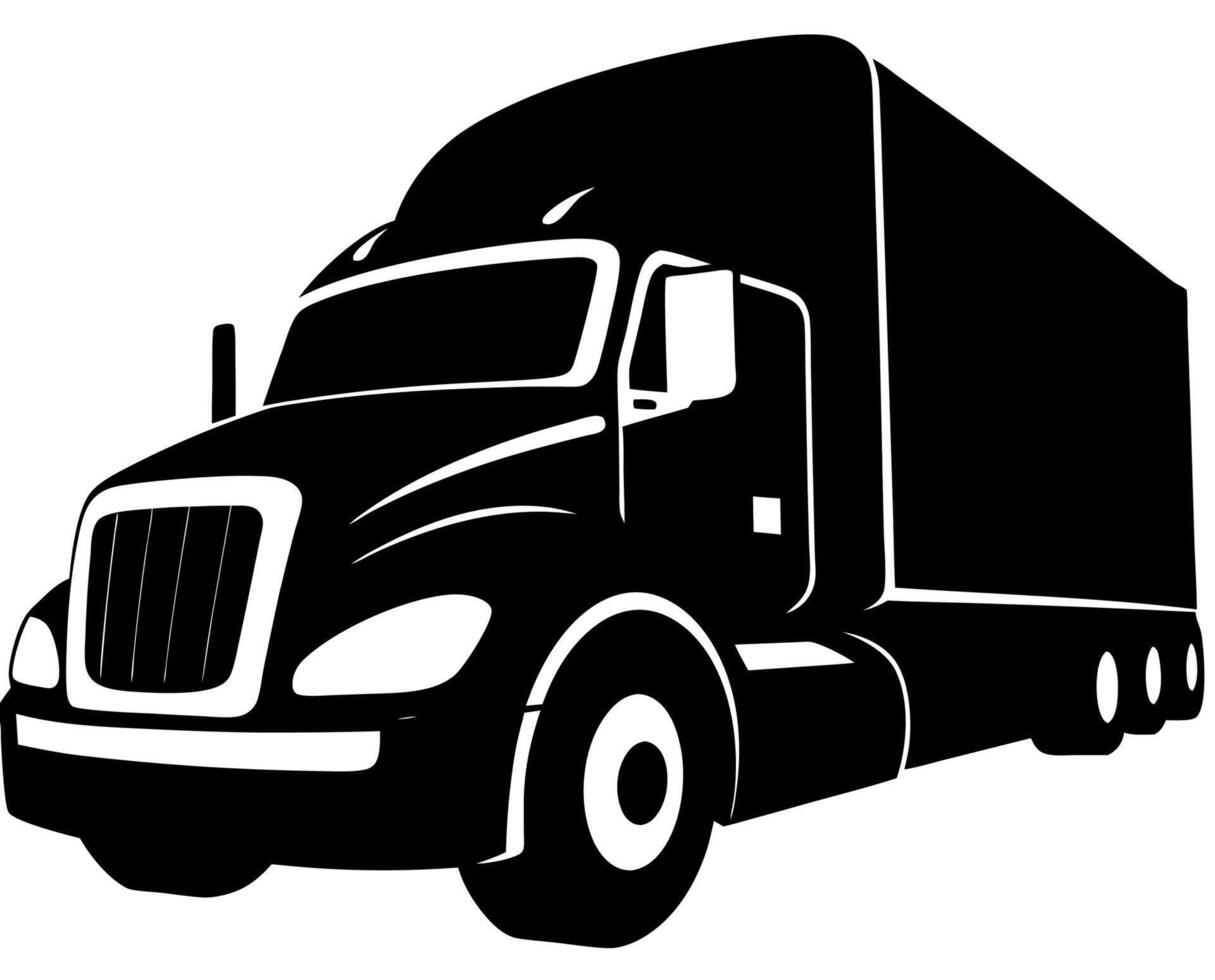 Detailed art of a semi-trailer truck with a streamlined design and a spacious cargo area vector