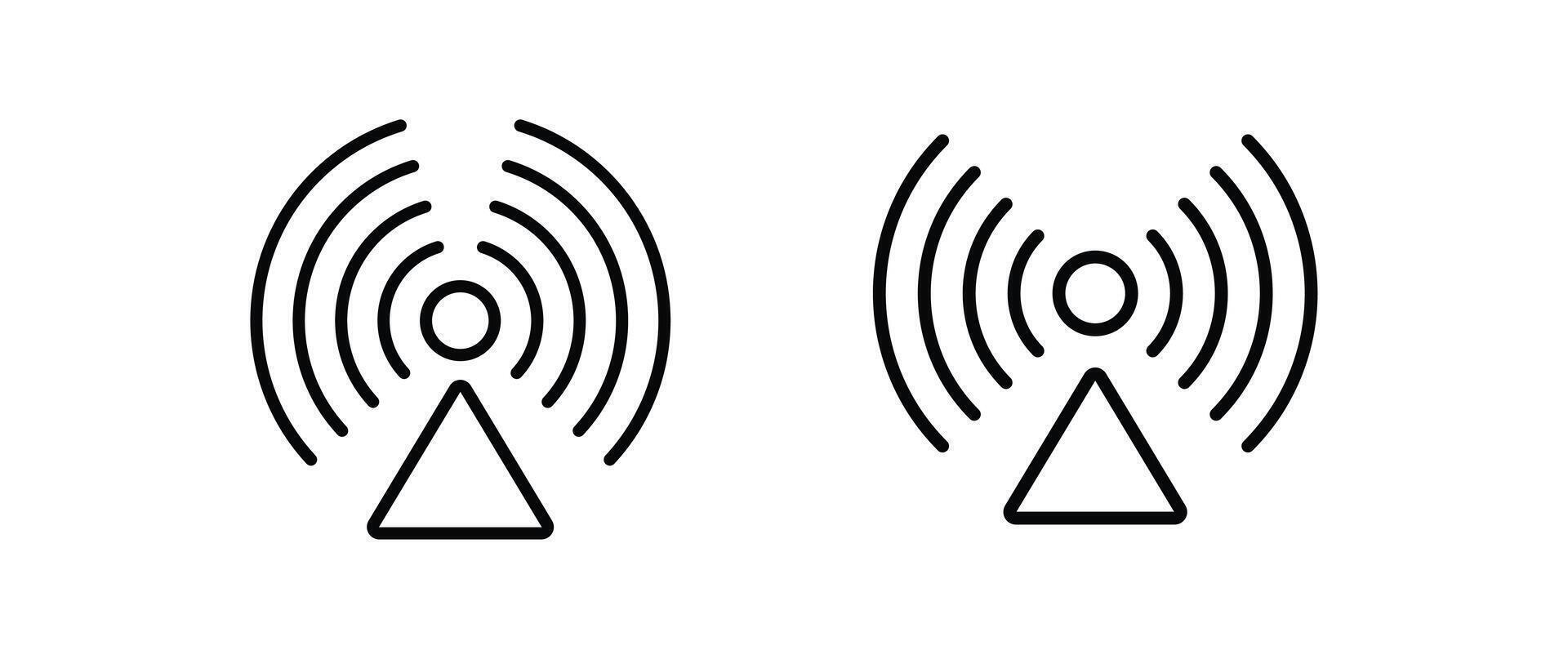 Wireless Technology Signal Icons Black Line Art vector
