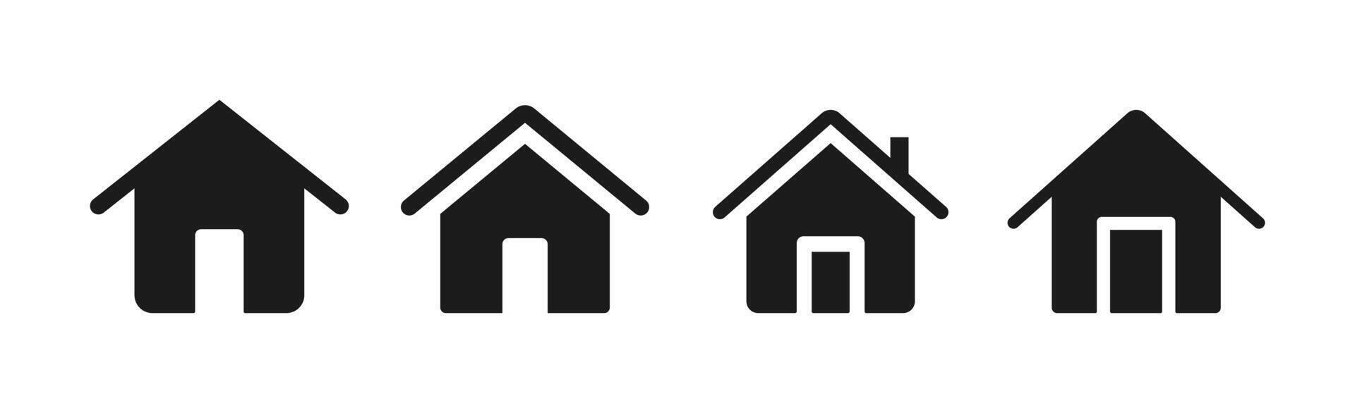 Home icons set. House icon collection. Real estate. Flat-style house symbols for apps and websites on a white background - stock vector
