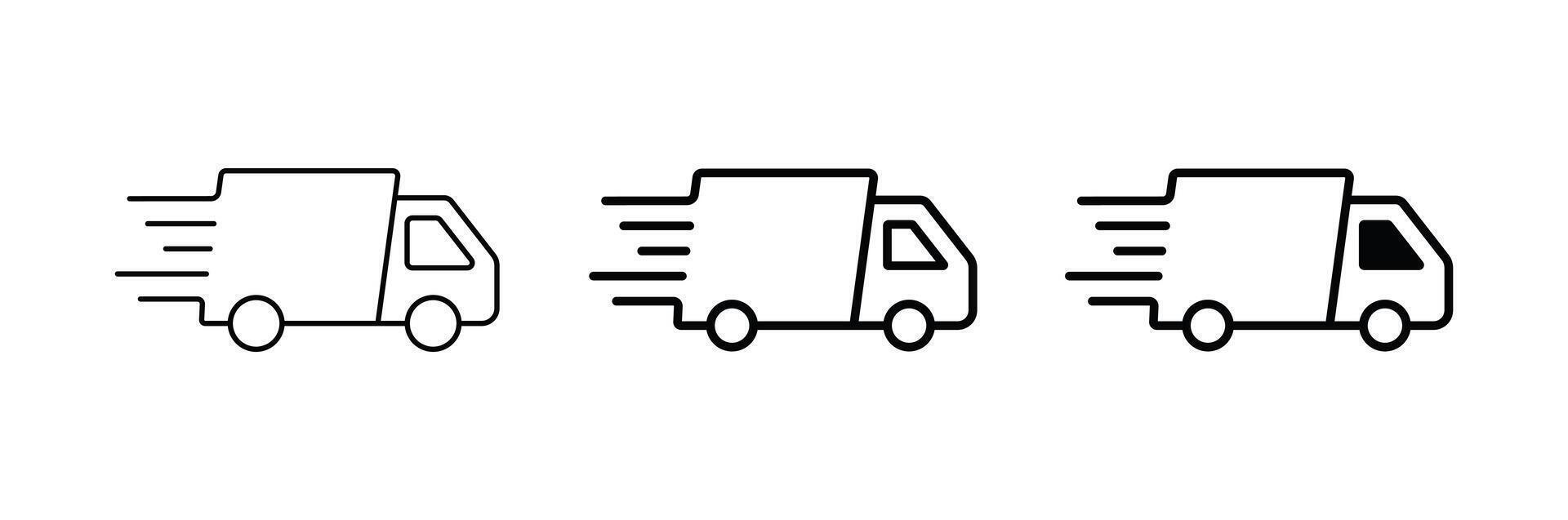 Fast delivery quick transport truck icons, illustration on white background vector