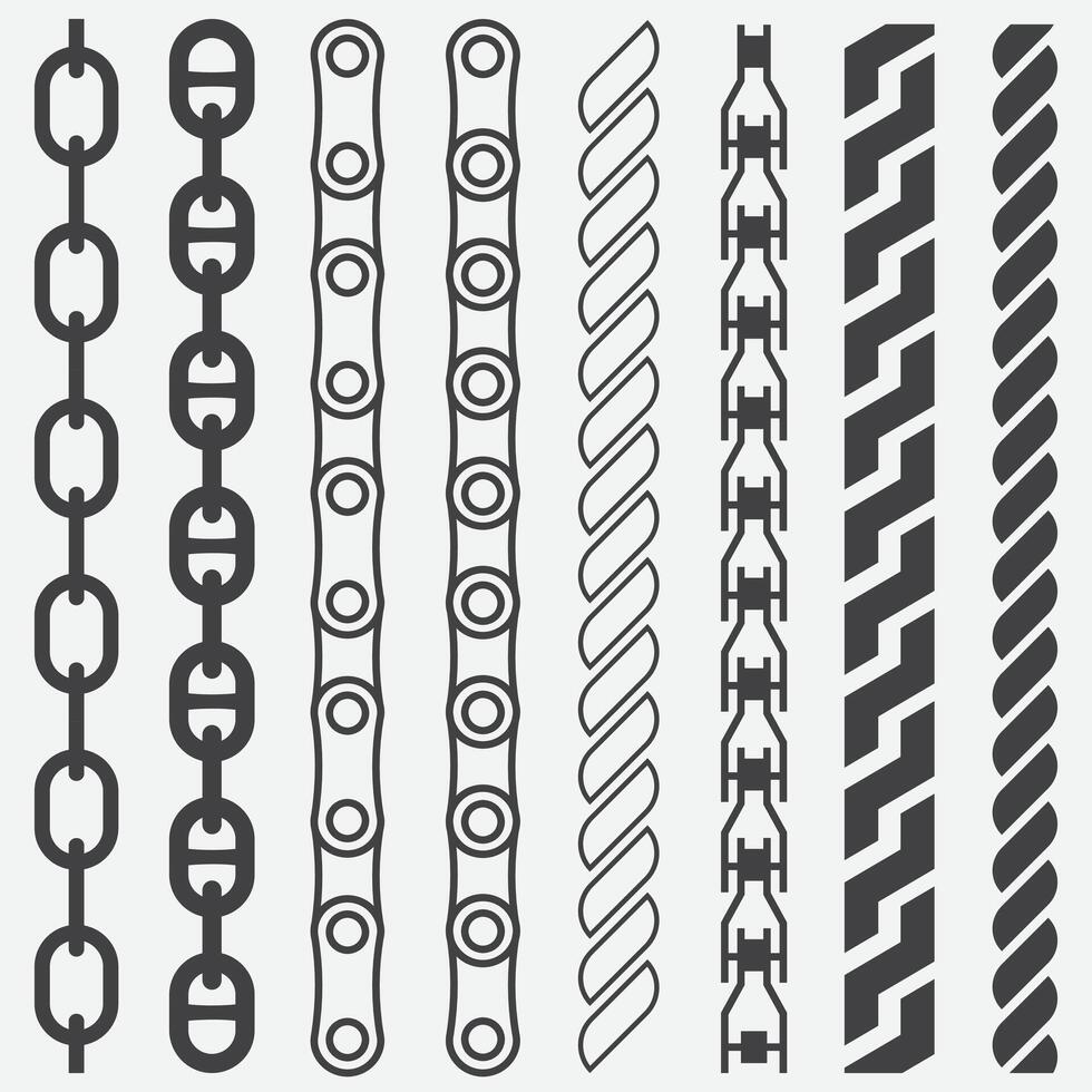 Chain Set Design on White Background. Chain Link Grey. vector