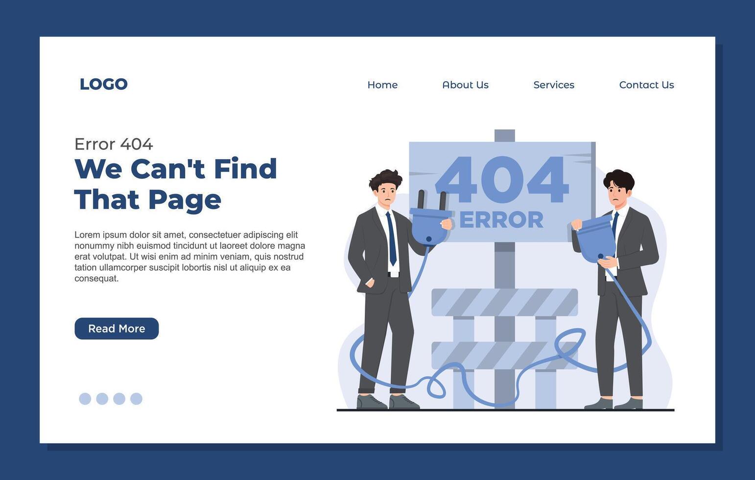 Landing page template digital glitch concept with an error message for a non-existent or unavailable webpage vector