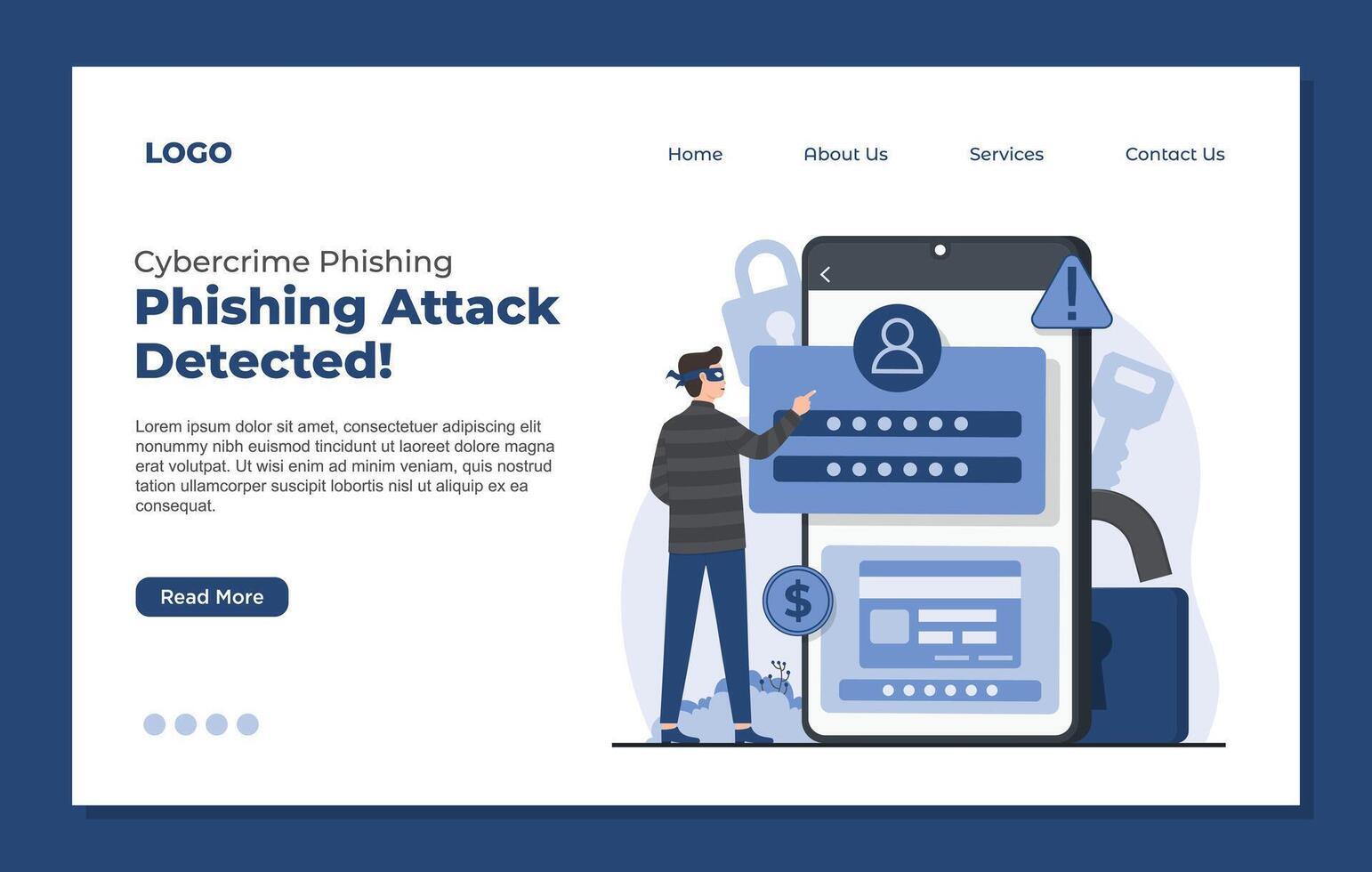 landing page design template of online security access. Flat style modern illustration concept. vector