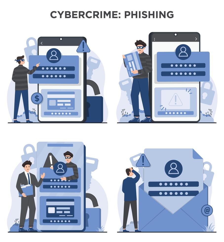 Cyber security concept. Set of flat design illustration concepts for web and mobile applications. vector