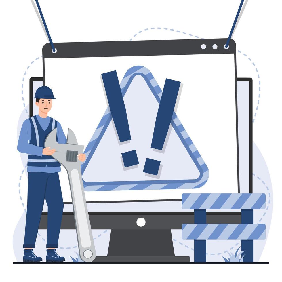 Error 404 page not found concept with missing webpage message and broken link notification vector