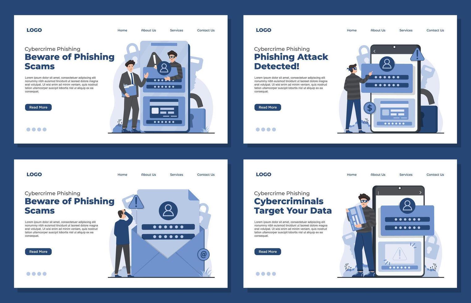 Set of modern flat design concept illustrations of security and protection. Landing page template vector