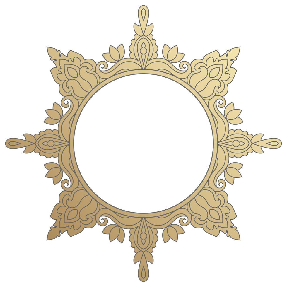 Vintage frame, abstract pattern, golden circle. Luxurious circle. vector