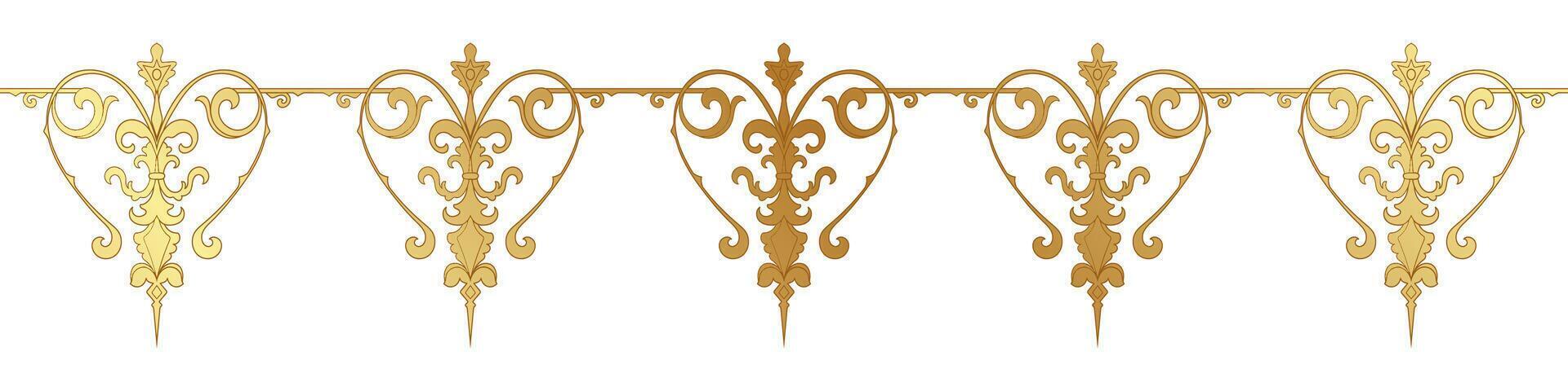 Golden abstract pattern border. Golden brush. vector