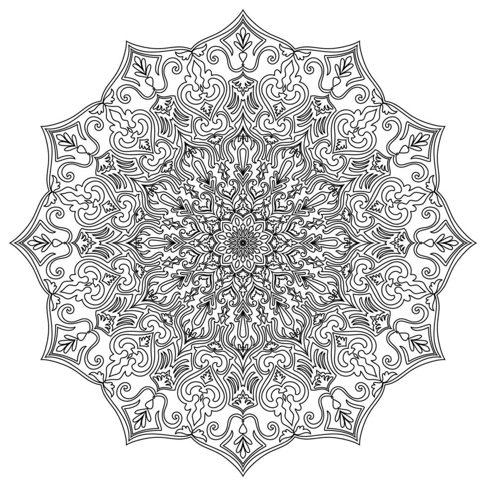 Floral Mandala Line Art Abstract Bloom for Coloring vector