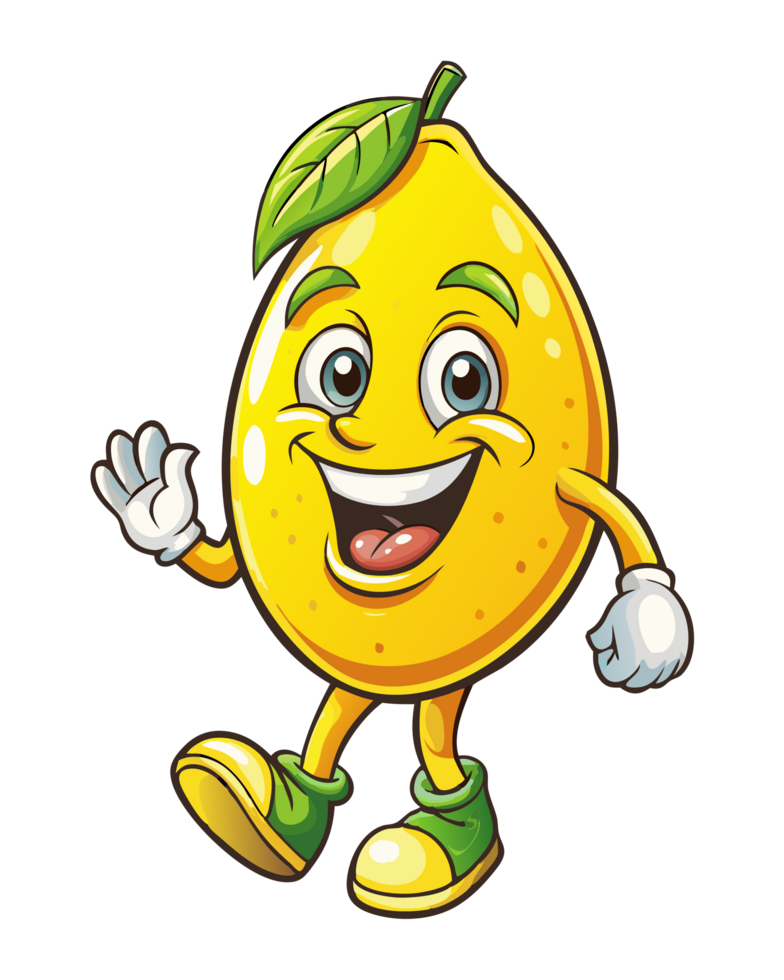 Lemon cartoon character standing still with a bright smile png