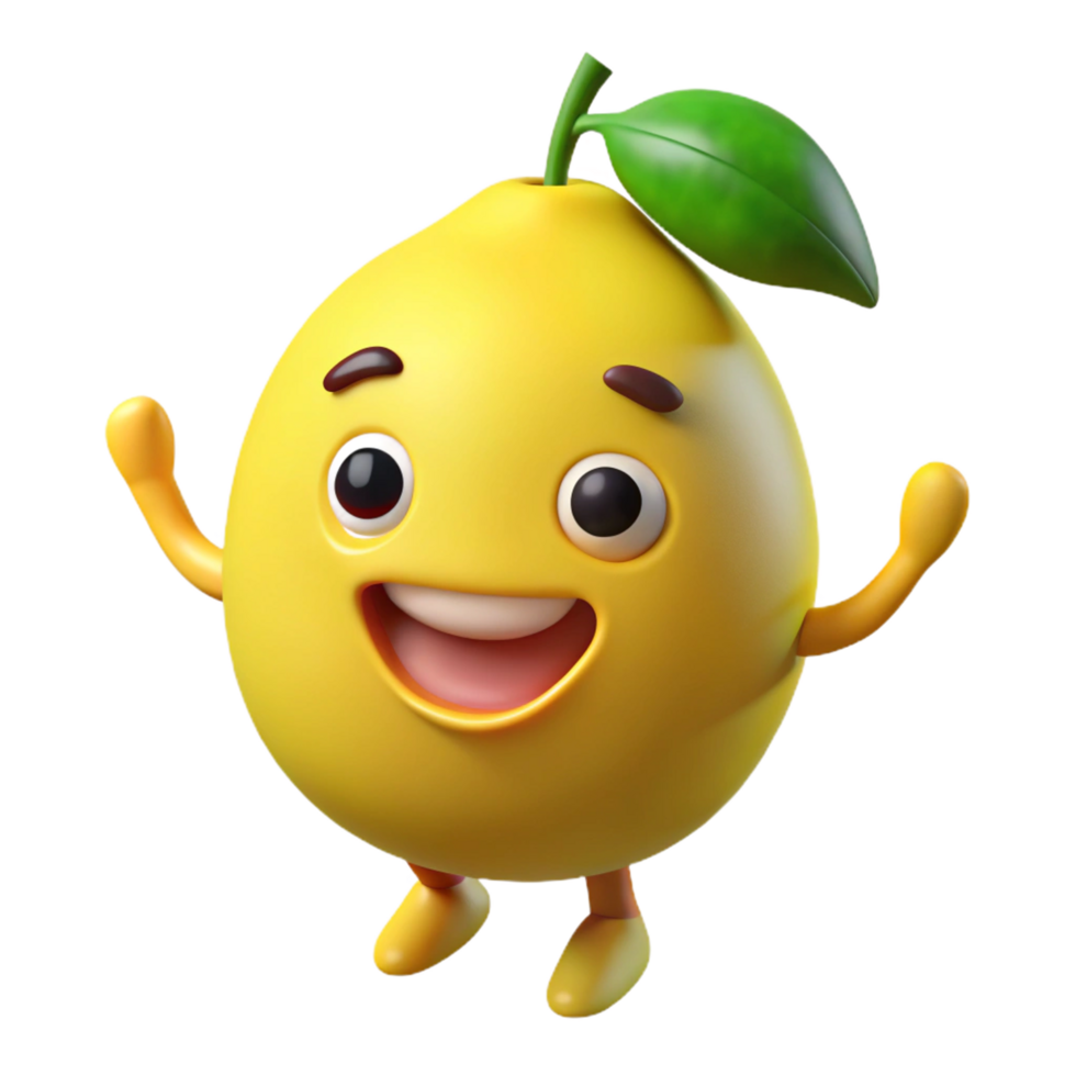 Friendly lemon cartoon mascot with a fun and simple design png